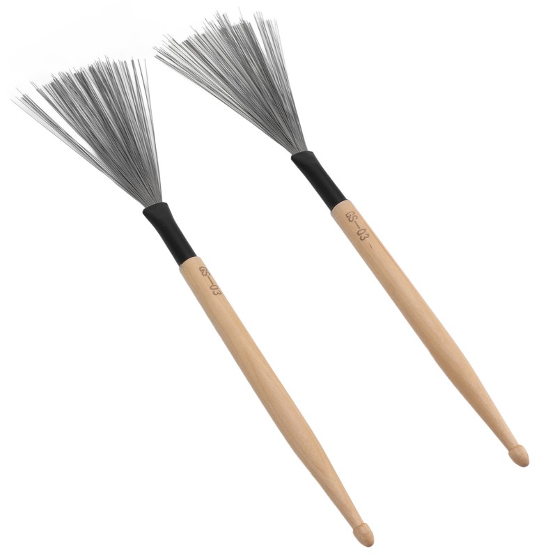 2PCS Drum Brush Double Headed Dual Purpose Maple Drumstick Rubber