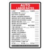 Auto Labor Rates Portrait - Wall Sign 8"x12" Metal Sign