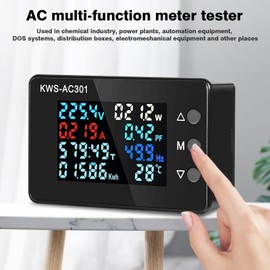 DEWIN Digital Electricity Meter, KWS-AC301 Voltmeter Ammeter Wattmeter Energy Meter with Closed Transformer and Temperature Sensor 0-100A AC 50-300V