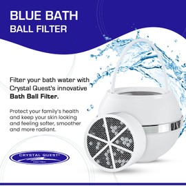 Crystal Quest Bath Ball & Replacement Filter Cartridge Bundle - Water Filter System-Reduce Contaminants for Softer &Smoother Skin-Effortless & Quick Installation| Bundle and Save (White)