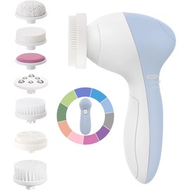 Facial Cleansing Brush Face Scrubber: COSLUS 7in1 JBK-D Electric Exfoliating Spin Cleanser Device Waterproof Deep Cleaning Exfoliation Rotating Spa Machine - Electronic Skin Care Wash Spinning System