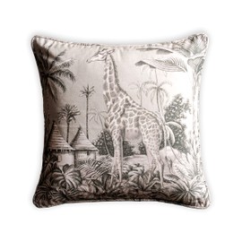 Maison d' Hermine Decorative Cushion Cover 100% Cotton 20"x20" Toile Washable Pillow Cover with Invisible Zipper for Home Décor, Couch, Bedroom, Savana Jouy - Green (Giraffe) - Spring/Summer