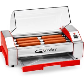 The Candery Electric Hot Dog Roller - Sausage Grill Cooker Machine - 6 Hot Dog Capacity - Household Hot Dog Machine for Children and Adults