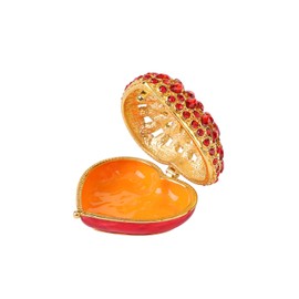 Furuida Love Heart Jewelry Trinket Box Red Rhinestones Small Ring Hold Boxes Hand-Painted Classic Ornaments Craft Gift for Valentine's Day Mother's Day （Red）