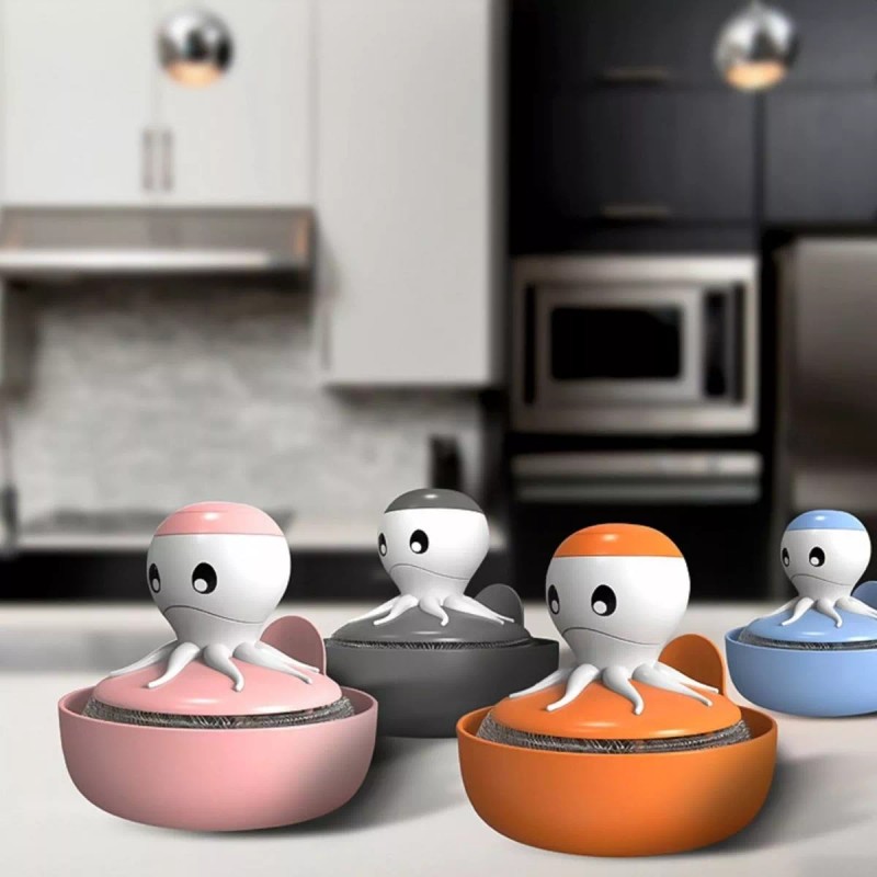 Veraly Pulpo Soporte Fibras Esponjas Acero Inoxidable Limpieza Casa Color
