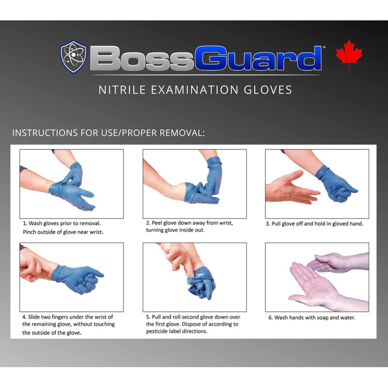 BossGuard Premium Nitrile Gloves. Powder and Latex Free. 100 Disposable