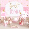 Pink First Tooth Backdrop for Girls Cute Teeth Photography Background