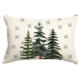 RABUSOFA Christmas Pillow Covers 12x20 Inch Christmas Decorations Indoor Winter Tree Snowflake Christmas Decor Decorative Pillow Cases Outdoor Holiday Xmas Lumbar Cushion Covers for Couch Green Pine