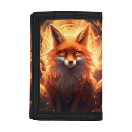 GLUDEAR Kids Boys Girls Wallet Trifold Youth Wallet Coin Pocket Card Holders Animal Wallets Money Organizer,Fire Moon Fox