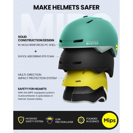 OutdoorMaster MIPS Ski Helmet, Snowboard Helmet for Men and Women, Snowboard Helmet with Ventilation System, Ski Helmet Made of Polycarbonate Shell and EPS Inner Shell, Individual Fit for Precise Fit