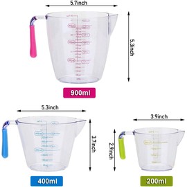 Transparent Drastic Measuring Cups 3pc Set, Clear Stackable Design, Heat-Resistant, Easy to Read Measurement Scale, Home & Professional Kitchen Cooking (Set of 3 pcs Cups), Pack of (2)
