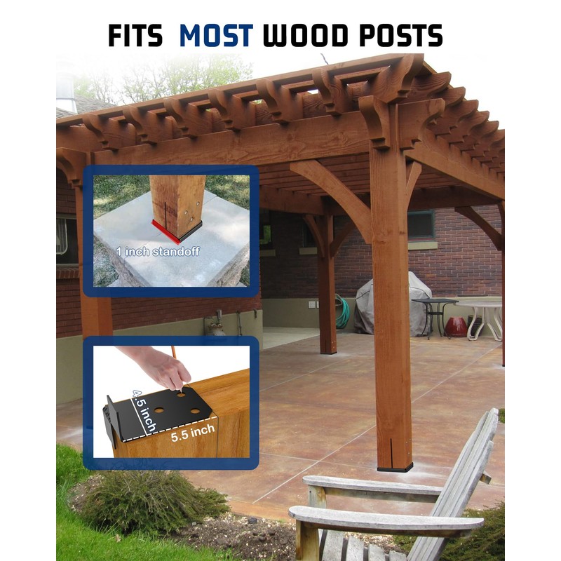 vikofan 6x6 Post Base for Concrete: 2-Pack, Concealed Design, 1-Inch