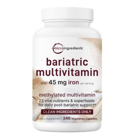 Micro Ingredients Methylated Bariatric Multivitamin with 45mg Iron for Women & Men, 240 Veggie Capsules | 23-in-1 Essential Vitamins with D3, K2, Zinc & More| No Fillers, Non-GMO