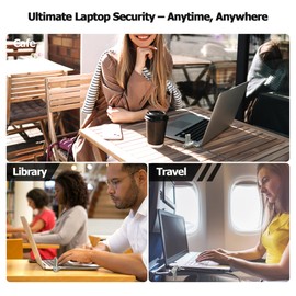AboveTEK 3-in-1 Universal Laptop Cable Lock - Professional Laptop Security Combination Lock Compatible with K-Slot, Nano & Wedge Slot - Resettable 4-Digit Steel Locking Cable with 360° Rotating Head