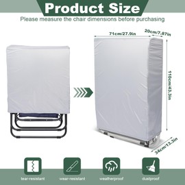 Zero Gravity Folding Chair Covers 2PCS, Waterproof UV-Proof 420D Oxford Cloth Lawn Patio Furniture Covers All Weather Resistant, Anti Gravity Chair Covers for Folding Chairs, 28"W x 13"D x 43"H, Grey