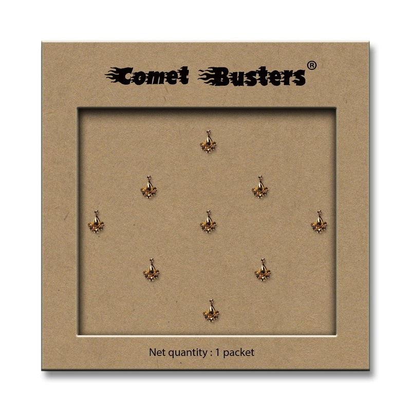Comet Busters Beautiful Golden Bindi with Diamond Indian Bindis for