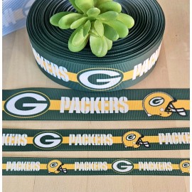 5/8, 7/8 & 1.5" (1 YD) Green Bay Packers Grosgrain Ribbon Football - 5/8"