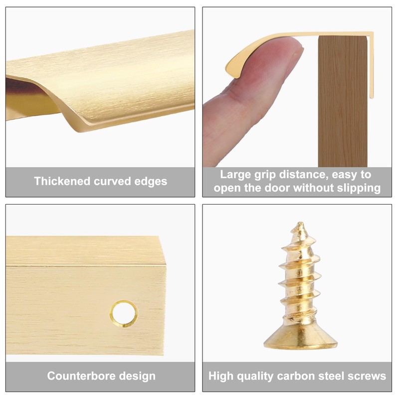 Malimali 10 Pack Dark Gold Edge Finger Pulls for Cabinets