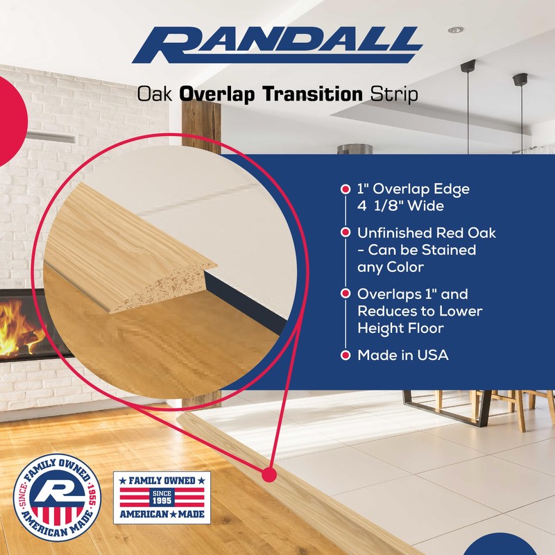 Randall Oak 1inches Overlap Edge Floor Transition 4 1/8inches Wide