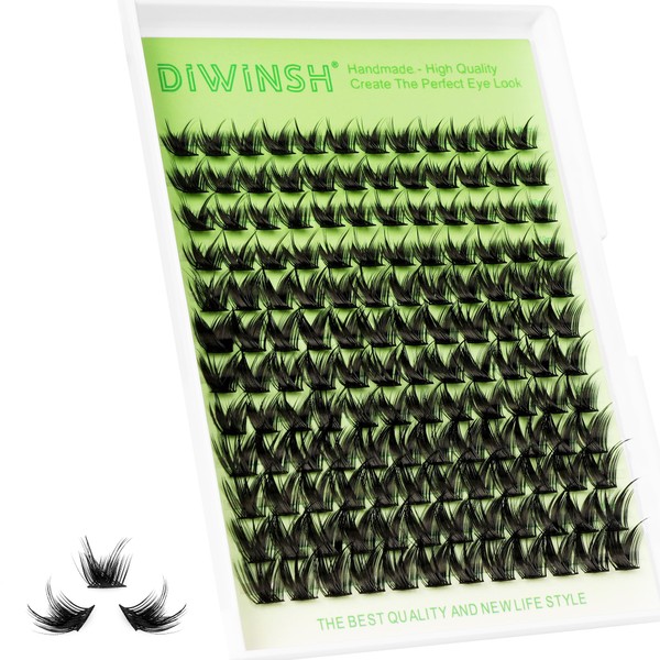 DIWINSH Lash Clusters Volume Eyelash Clusters 10-14mm Wispy Individual Lashes
