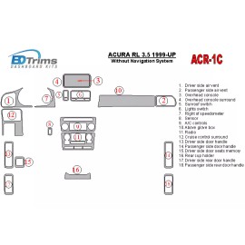 BDTrims Dash Trim Kit for 1999 - 2004 Acura RL 3.5 model (without navigation)