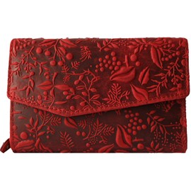 Hill Burry Leather Purse Women Ladies Long Wallet with RFID Protection Purse Purse Women Design (Collection 2022, Red), red, classic wallet