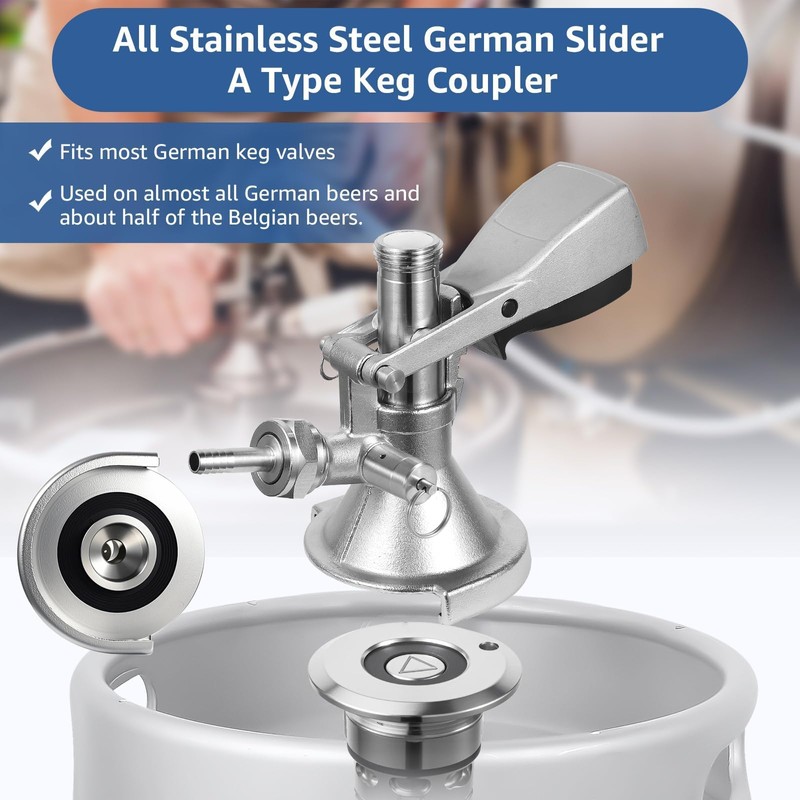 Dbgogo All Stainless Steel A Type Keg Coupler German Slider