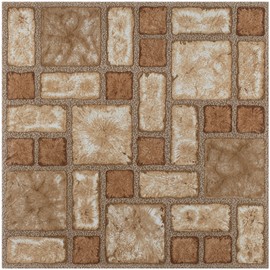 Vinyl Floor Tiles Wood & Marble Look 2mm Thick Highly Durable Sticky Floor Tiles (12" x 12", Cobble Mosaic)