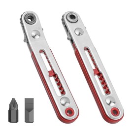 Mini Ratchet, 2Pcs Screwdriver Angled Ratchet, Mini Flat Head Elbow Head Angled Screwdriver with 2 Bit Heads, Reversible Ratchet Screwdriver Set for DIY Hand Tools