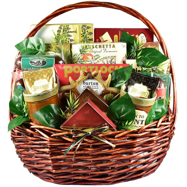 Gift Basket Village Deluxe Hunting Gift Basket - A Large Hunting Gift Basket For Your Favorite Outdoorsman - Send Your Outdoorsman Into The Woods With Snacks For The Hunt, 12 Pound