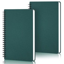 Yarotm Notizbuch A5 Liniert - 2 Stück Notizbücher Dunkelgrün - 14x21cm Spiralbindung Notebooks A5-100g/m² Papier Liniert Notizblock A5-60 Blatt/120 Seiten Spiralblock Diaries Notizheft