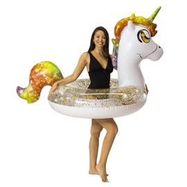 Poolcandy Jumbo 48" Unicorn Pool Tube, Stylish, Ultra Durable, Easy-Inflate PVC Pool Tube, Great for Pool, Beach, Lake, River, Perfect for Kids and Adults