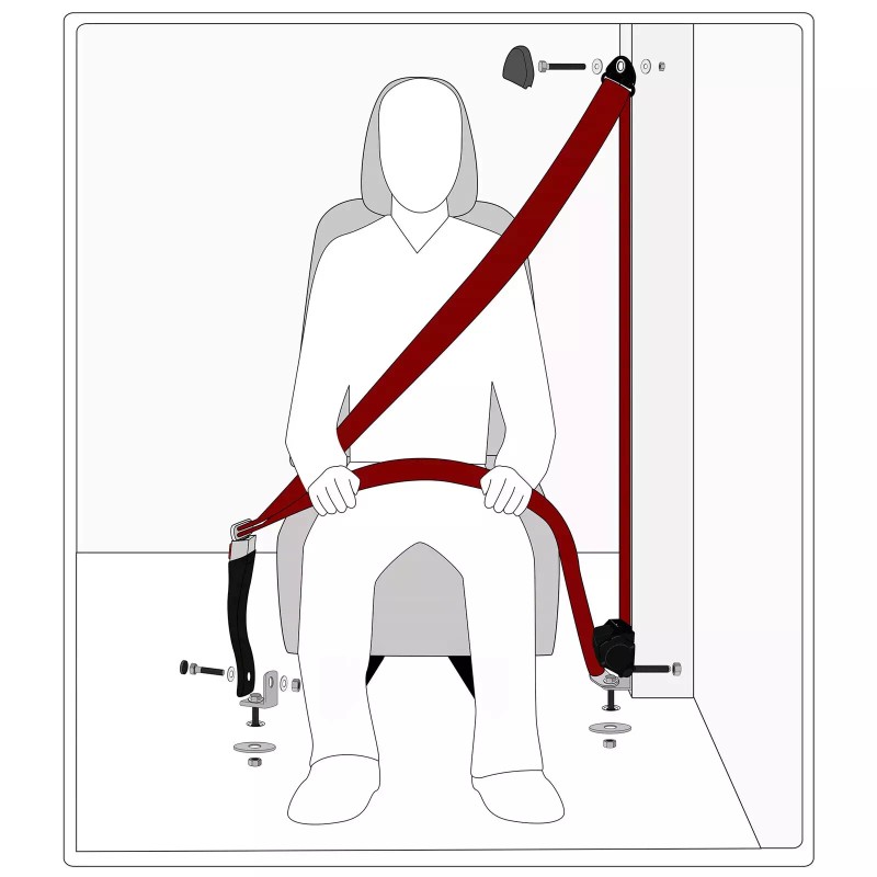 C-HORSE 2 Retractable 3 Point Safety Red Seat Belt Straps
