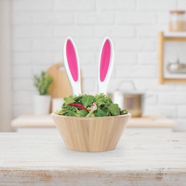 Winkee - Rabbit Ears Salad Servers I Rabbit Ears in Salad I Totally Sweet Plastic Salad Cutlery I Serving Cutlery for Salad