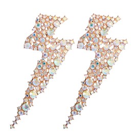 Lightning Bolt Earrings, Lightning Dangle Earrings for Women, Bohemian Beaded Lightning Earrings, Lightning Geometric Statement Earrings Boho Jewelry, Flash Thunder Drop Earrings (Gold)