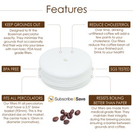 COLETTI Bozeman Percolator 3.5 Inch Premium Disc Coffee Filters (Pack of 100)