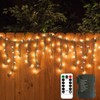 Fairy Curtain Lights Garden Icicle Lights, Battery Powered 102 Led