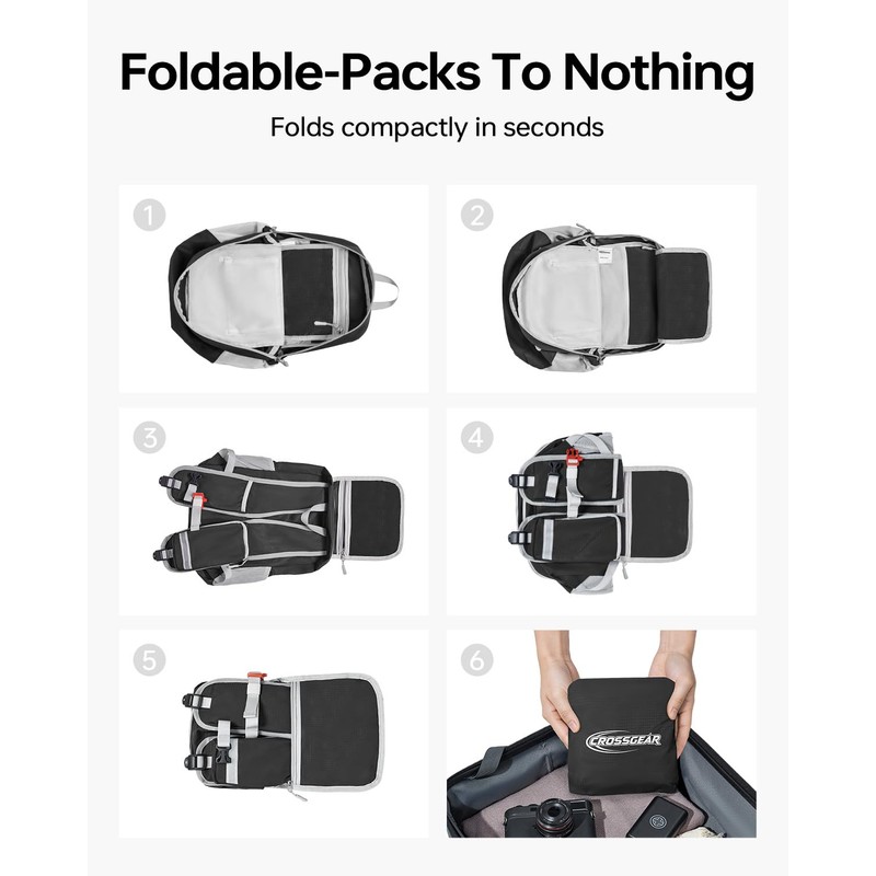 CROSSGEAR 24L Hiking Backpack, Lightweight Foldable Packable Daypack with RFID