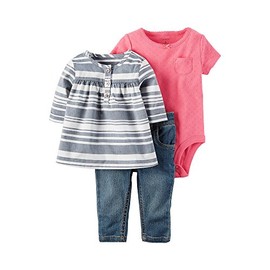 Carter's Baby Girls' 3-Piece Shirt and Denim Set 9 Months