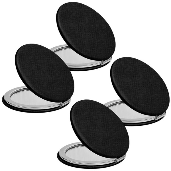 Compact Mirror for Purse, PU Leather Round Shell, Double-Sided 1X/2X