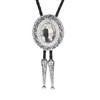 Doitby Rhinestone Bolo Tie for Men, Western Cowboy Necktie Leather