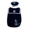 Happy Puppy Navy Blue Sailor Dog Shirt with Hat, Extra-Small