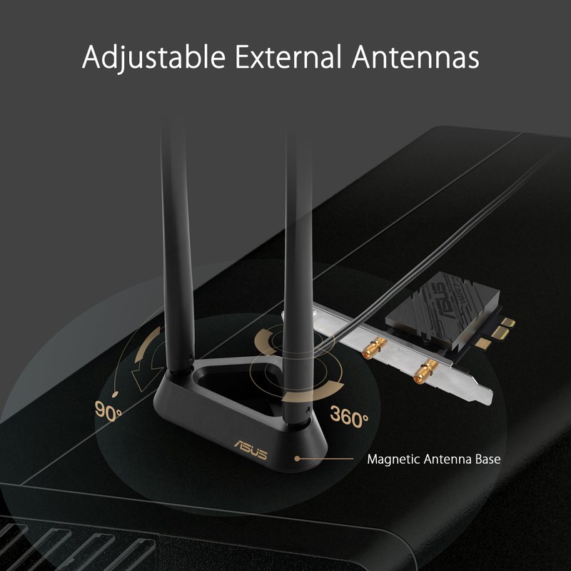 ASUS PCE-BE92BT WiFi 7 PCI-E Adapter (2 External Antennas and