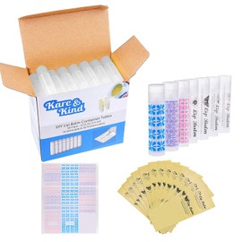 Kare & Kind Lip Balm Container Tubes - Pack of 50 - DIY - Clear - 3/16 oz (5.5 ml) - Includes 50 Writable and 50 Stickers