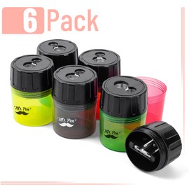 Mr. Pen- Handheld Manual Pencil Sharpener with 2 Sharpening Holes and Screw-On Lid, Pack of 6, Pencil Sharpeners, Colored Pencil Sharpener Manual