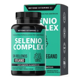 Selenio | Seleniometionina 240mcg Fortalecido Con Vitamina E, Moringa Y Raíz de Cúrcuma (curcuminoides) | 100% Vegano Beyond Vitamins | Curcumina Sin Sabor | 60 Cápsulas