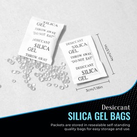 200 Packs x 1g Silica Gel Sachet Packet Multi-Purpose Drying Desiccant Bags, Silica Gel Bags, Moisture Absorber, Dehumidifier, Mould, Odours By FAVOLOOK