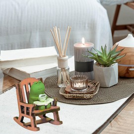 YouNuo Miniature Frog Figurines with Rocking Chair - Resin Mini Frog Figures, Cute Frog Reading Statues Gift for Women Animal Lovers Home Decor, Office Desk Display, Shelf Decoration, and Dashboard