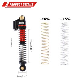 RCAWD SCX24 Shocks 58mm Lengthen Oil Type for Axial 1/24 SCX24 & AX24 Front Rear Shock Upgrade Parts Black
