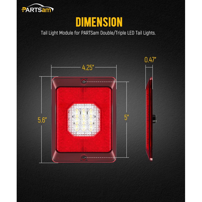 Partsam RV Tail Light Module Reverse Backup Lights Clear Lens